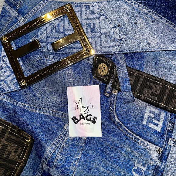 Versace x Fendi: Skirt with Belt Denim Patchwork by Fendace *RARE* (on Runway) - Picture 9 of 16